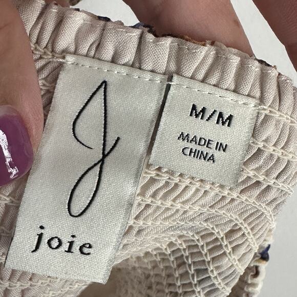 JOIE Skirt M Smocked Elastic Waist Tiered Floral Dot Lined Summer Spring Party‎ - Picture 9 of 10